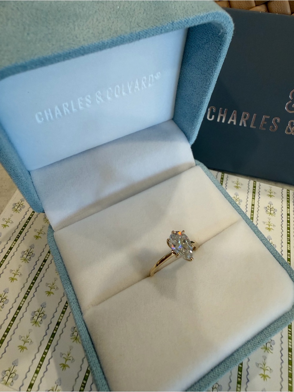 Classic Gold Pear-Cut Solitaire Ring with Clear Stone - Picture 5 of 6